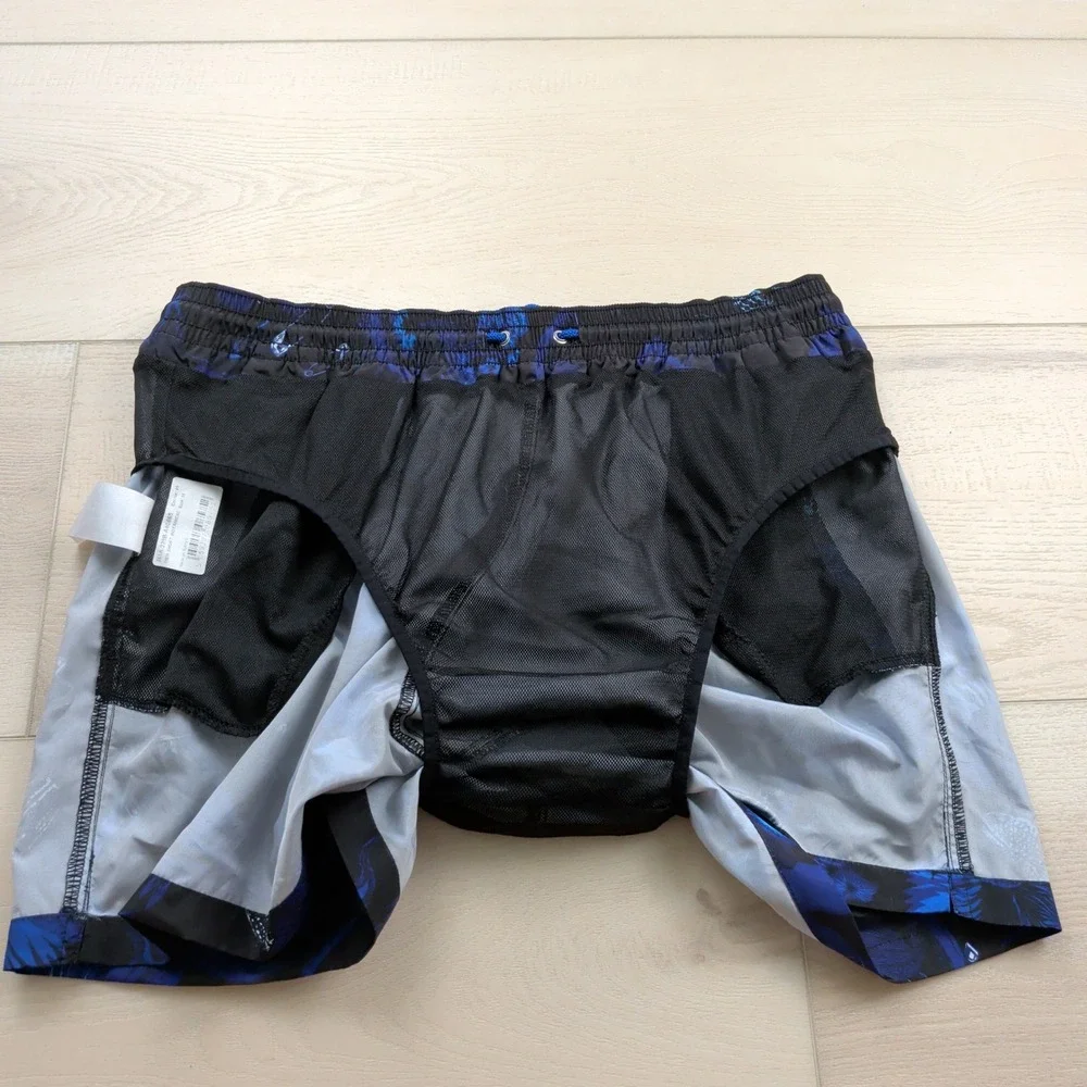 Paul Smith Botanical Print Swim Shorts Mens M Trunks Black Blue Beach Mesh Lined